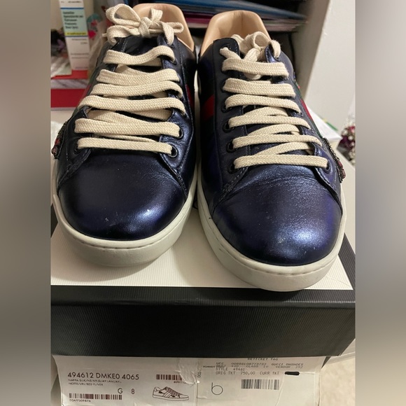 Mens Gucci Sneakers worn once with box and duster bags in perfect condition - Picture 2 of 13